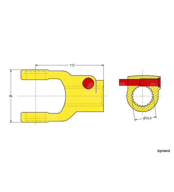 Yoke, AW35, push pin 1 3/8-21