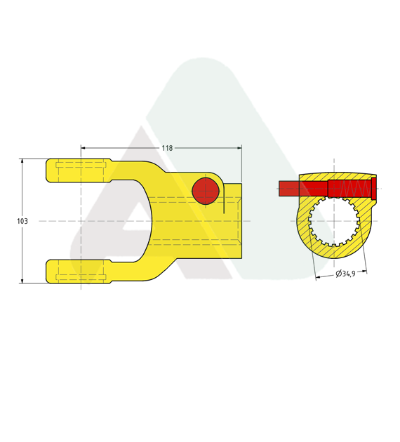 Widłak, AB6/AW22, bolec QD 1 3/8-21