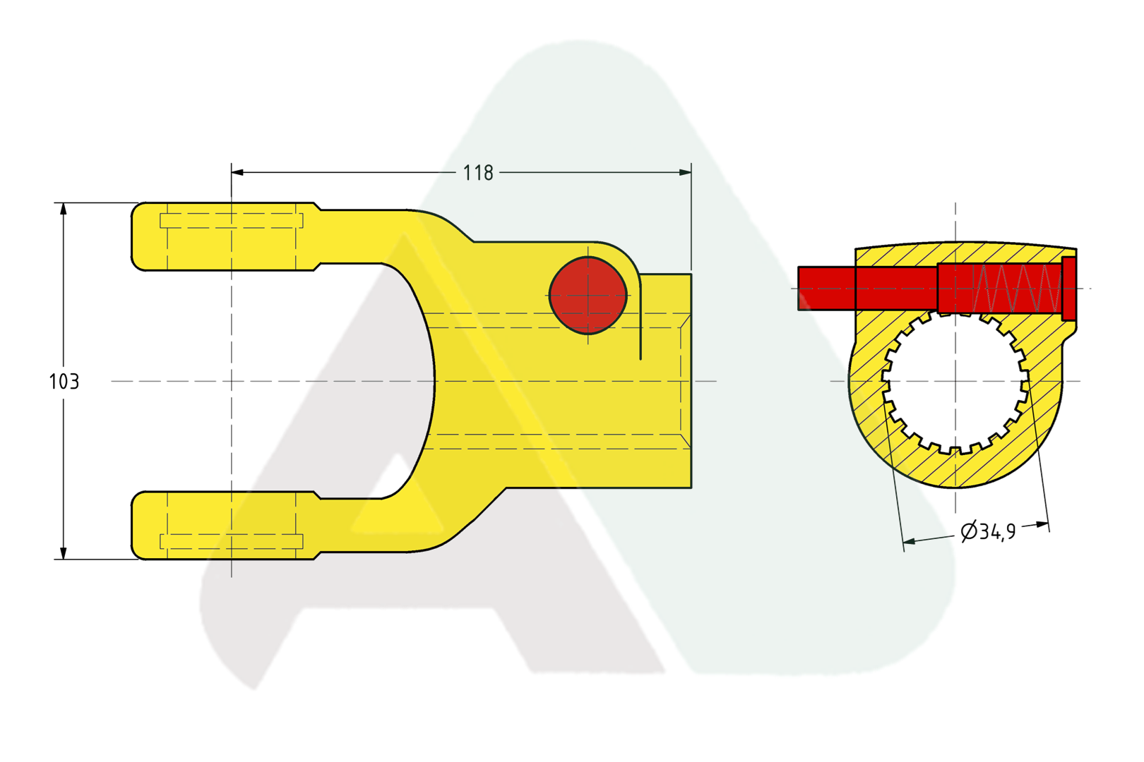 Widłak, AB6/AW22, bolec QD 1 3/8-21