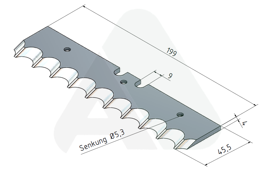 Shearbar for feeder mixer 199x45,5x4