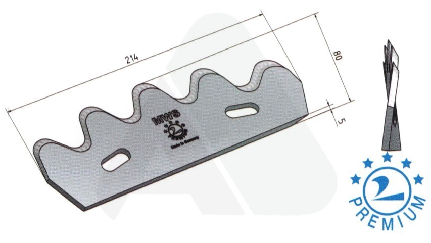 Feeder knife 215 x 80 x 5, LH PREMIUM