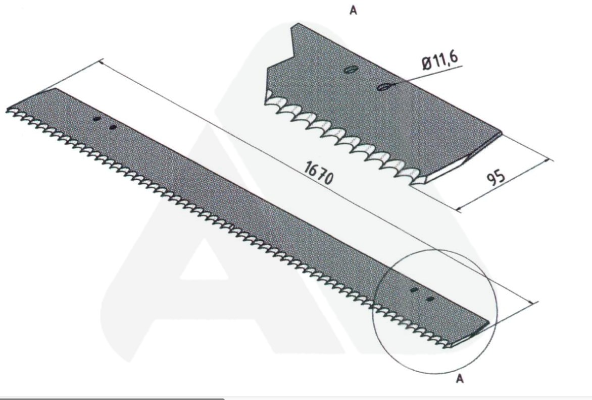 Saw knife rear 1670x95x3