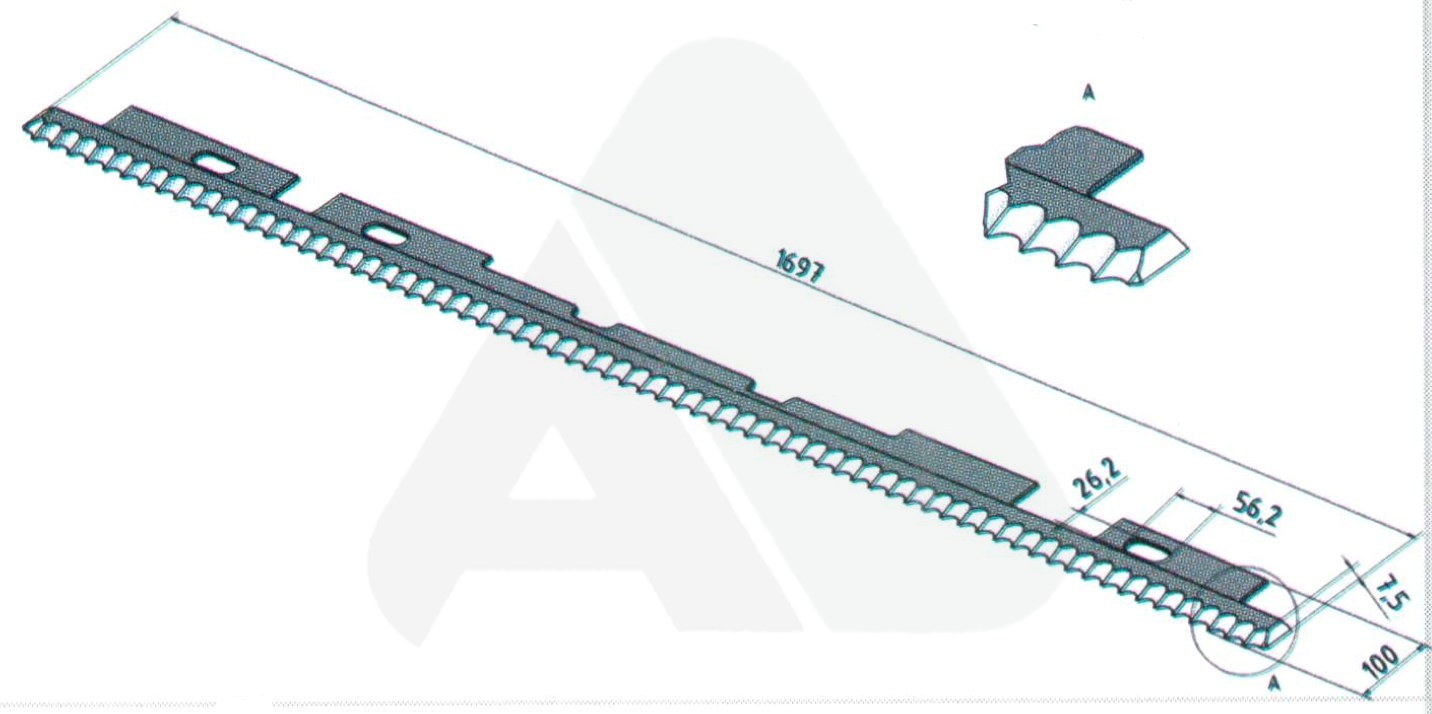 Saw knife outer rear 1697x100x7,5