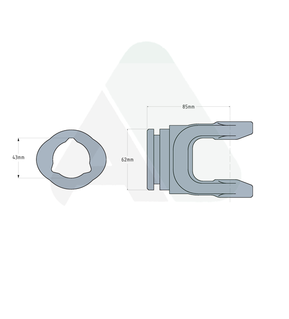 Yoke, AB4, for outer tube triangle 43,5