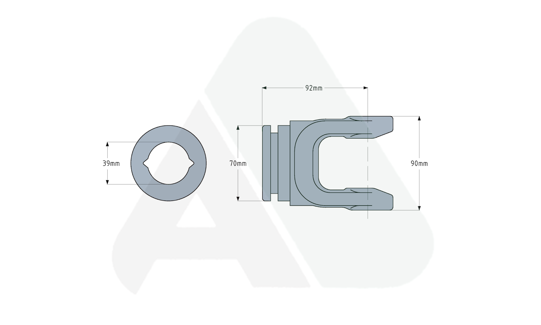 Yoke, AW35, for inner tube lemon 39