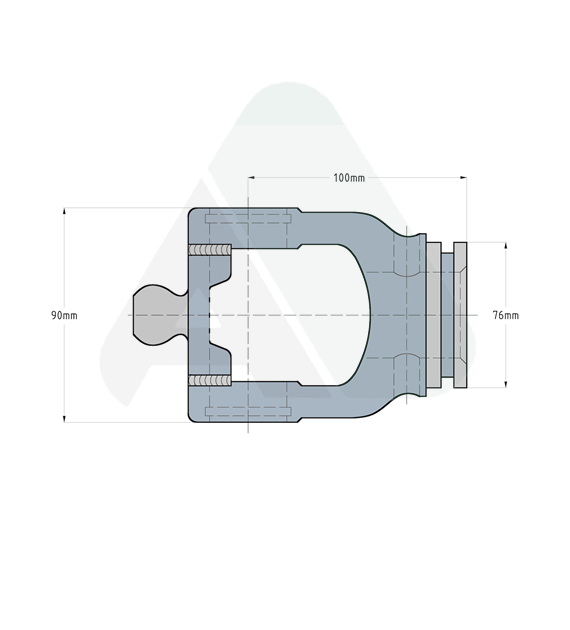 Wide angle yoke, AB6-80, outer, triangle 54