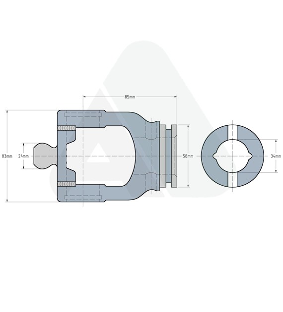 Wide angle yoke, AW21-80, inner, lemon 34