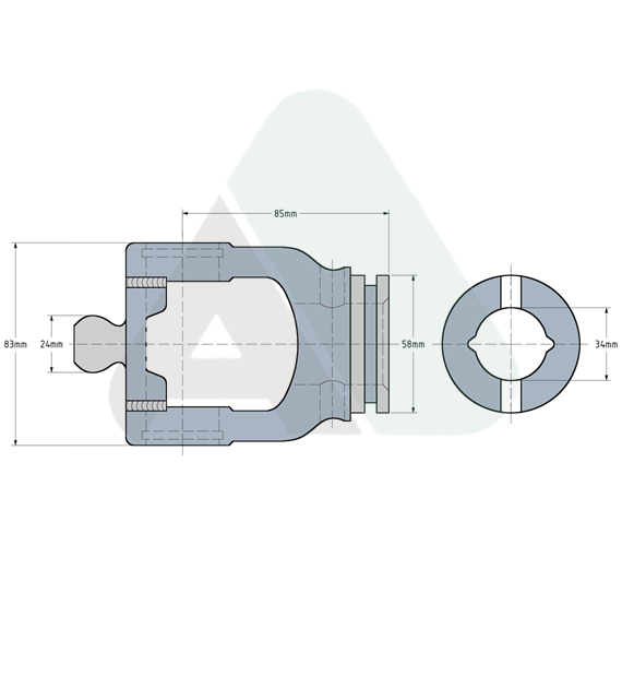 Widłak homokinetyczny, AW21-80, wewn.,cytryna 34