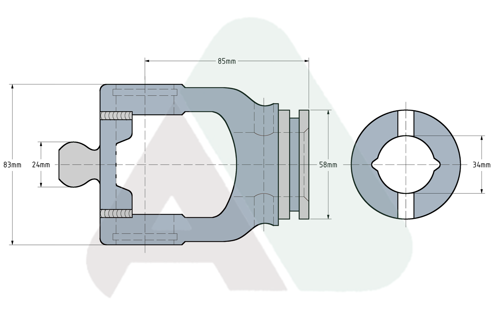 Widłak homokinetyczny, AW21-80, wewn.,cytryna 34