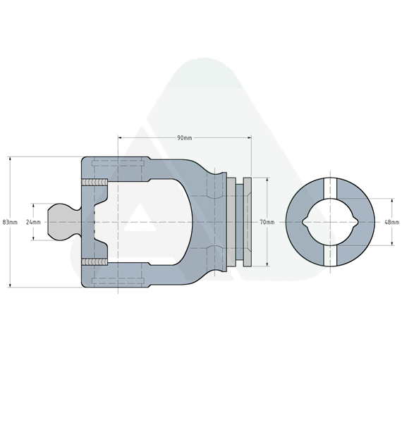 Wide angle yoke, AW21-80, outer, lemon 48