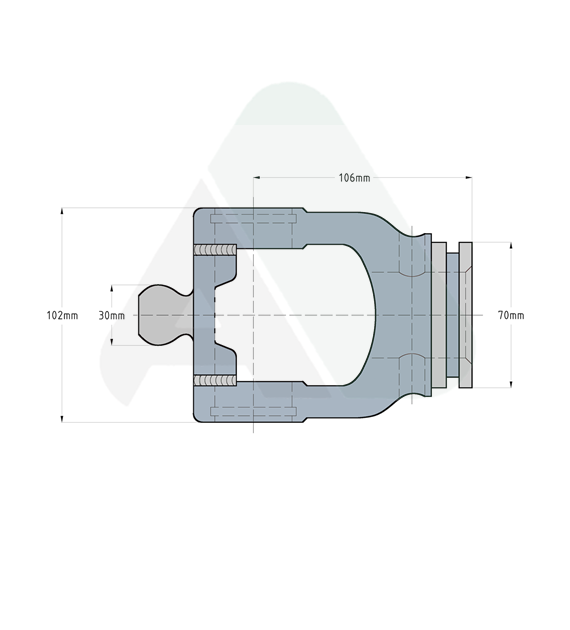 Wide angle yoke, AW36-80, inner, star 51