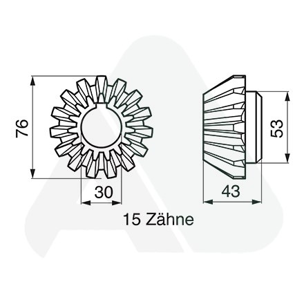 Bevel gear wheel 15 tine wedge 8