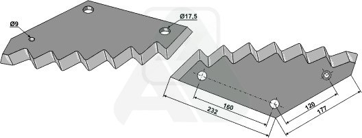 Feeder knife 385 x 175 x 220 X 8 Trioliet