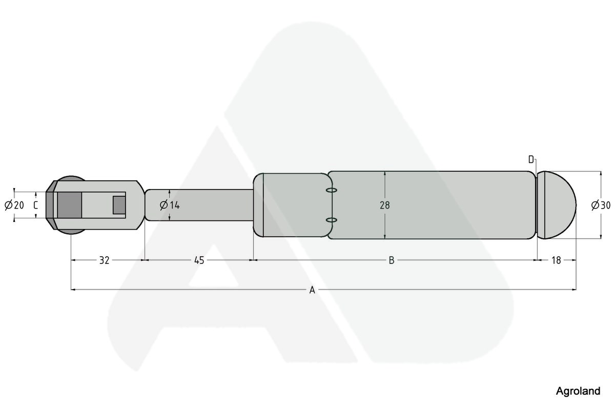 Gas spring for front window