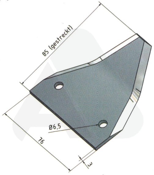 Feeder knife 85 x 76 x 3, smooth, wygięty