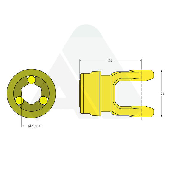 Yoke, AB8/AW24, G9 slide collar 1 3/8-6