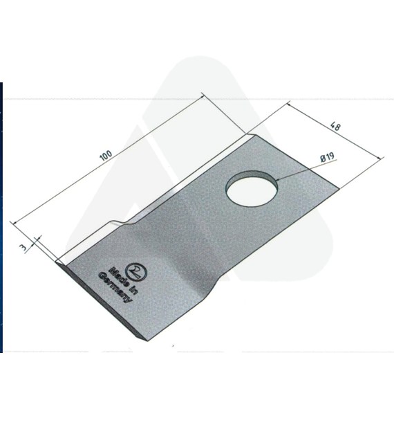 Mower blade 100x48x3 twisted LH replaced