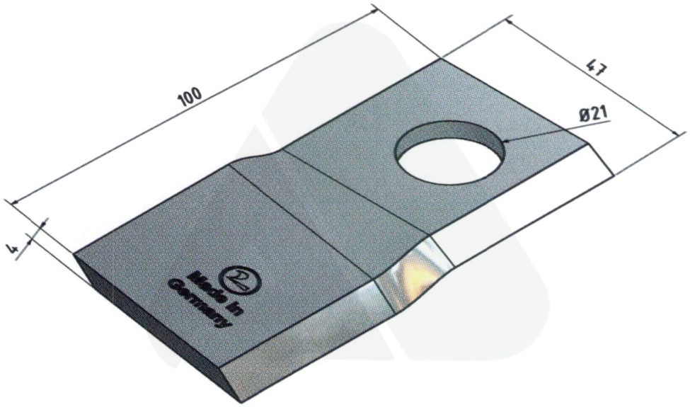 Nożyk do kosiarki rotacyjnej 100x47x4 skośny lewy