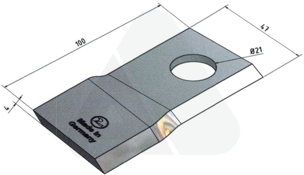 Nożyk do kosiarki rotacyjnej 100x47x4 skośny lewy
