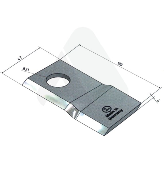 Nożyk do kosiarki rotacyjnej 100x47x4 skośny praw