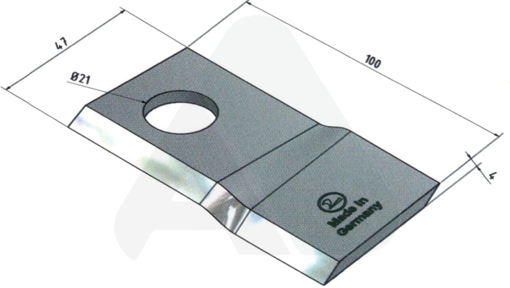 Nożyk do kosiarki rotacyjnej 100x47x4 skośny praw