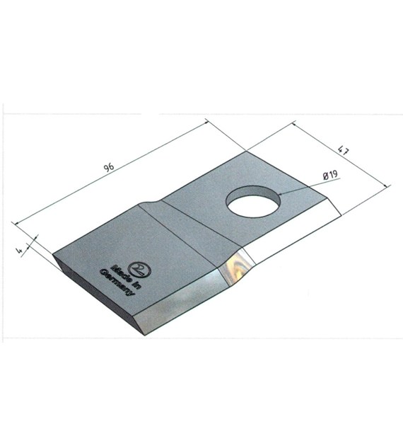 Mower blade 96x47x4 twisted LH