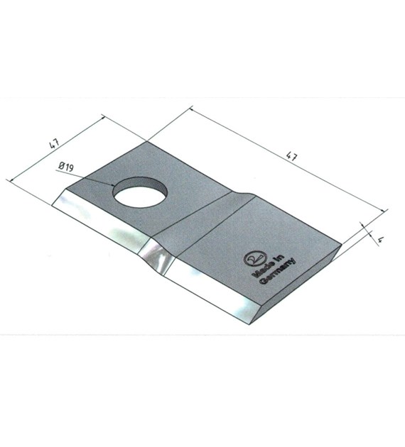 Mower blade 96x47x4 twisted RH