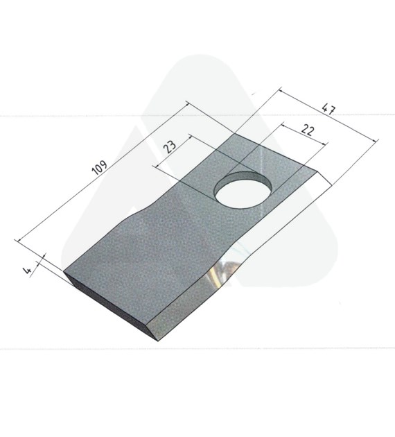 Nożyk do kosiarki rotacyjnej 109x47x4 lewy 23x22