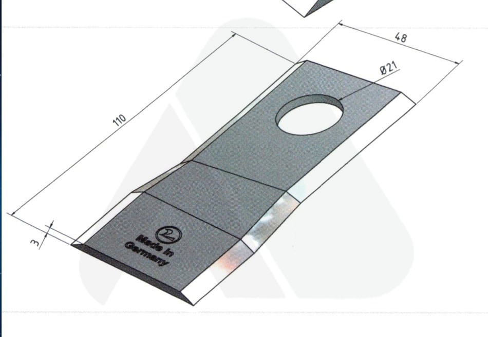Nożyk do kosiarki rotacyjnej 110x48x3 skośny lewy