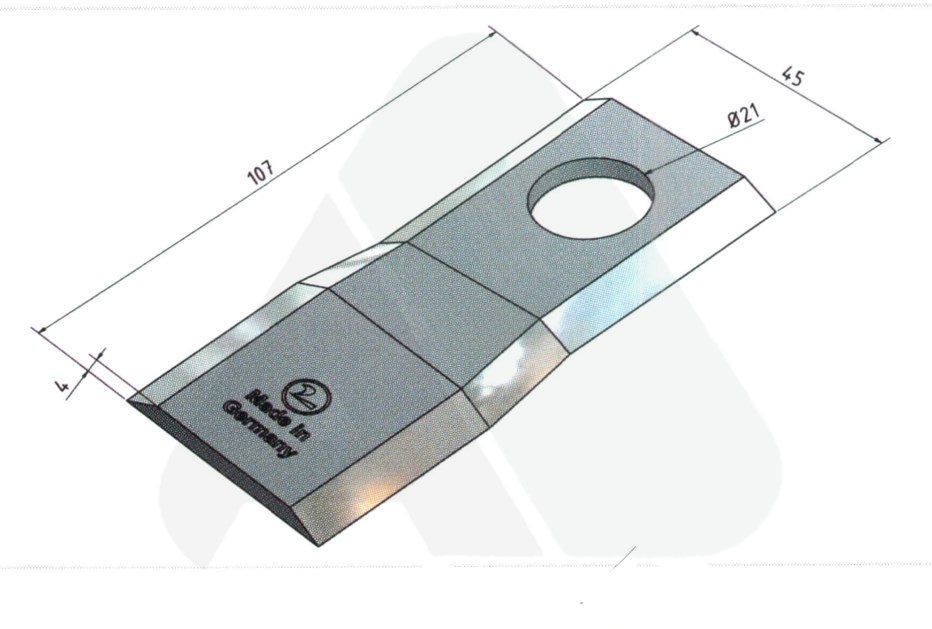 Nożyk do kosiarki rotacyjnej 106x45x4 lewy O 21