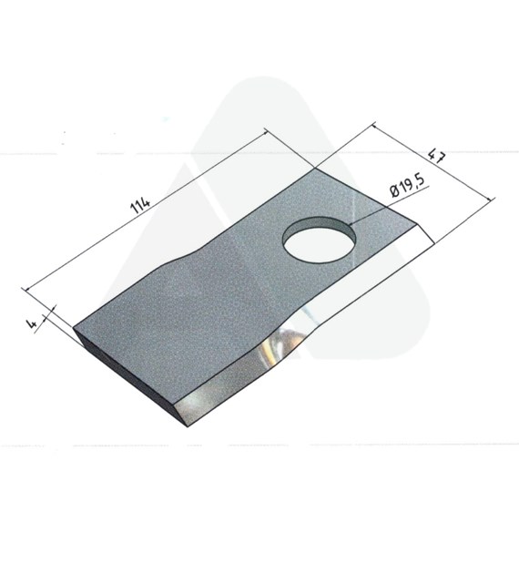 Nożyk do kosiarki rotacyjnej 114x47x4 skośny lewy