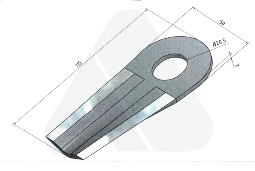 Mower blade 116x50x3, 23x20,5