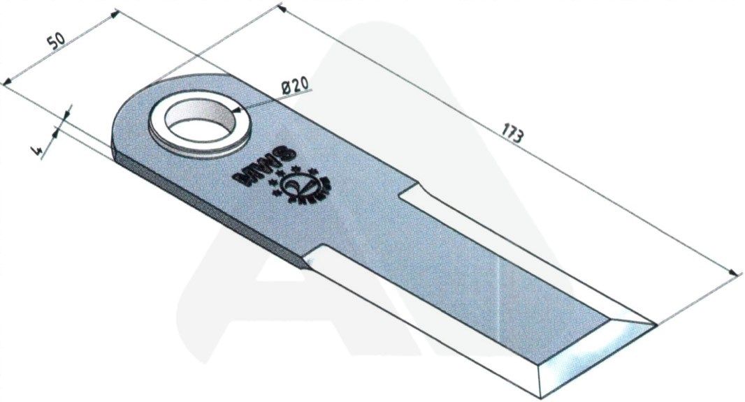 Straw shredder blade with bushing fi20