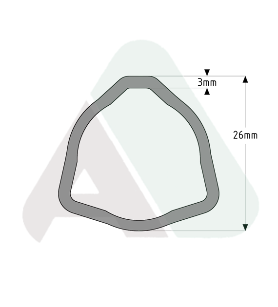 Rura, trójkąt D26 T=3, 1 m, AB1 wewn., L=3000 mm