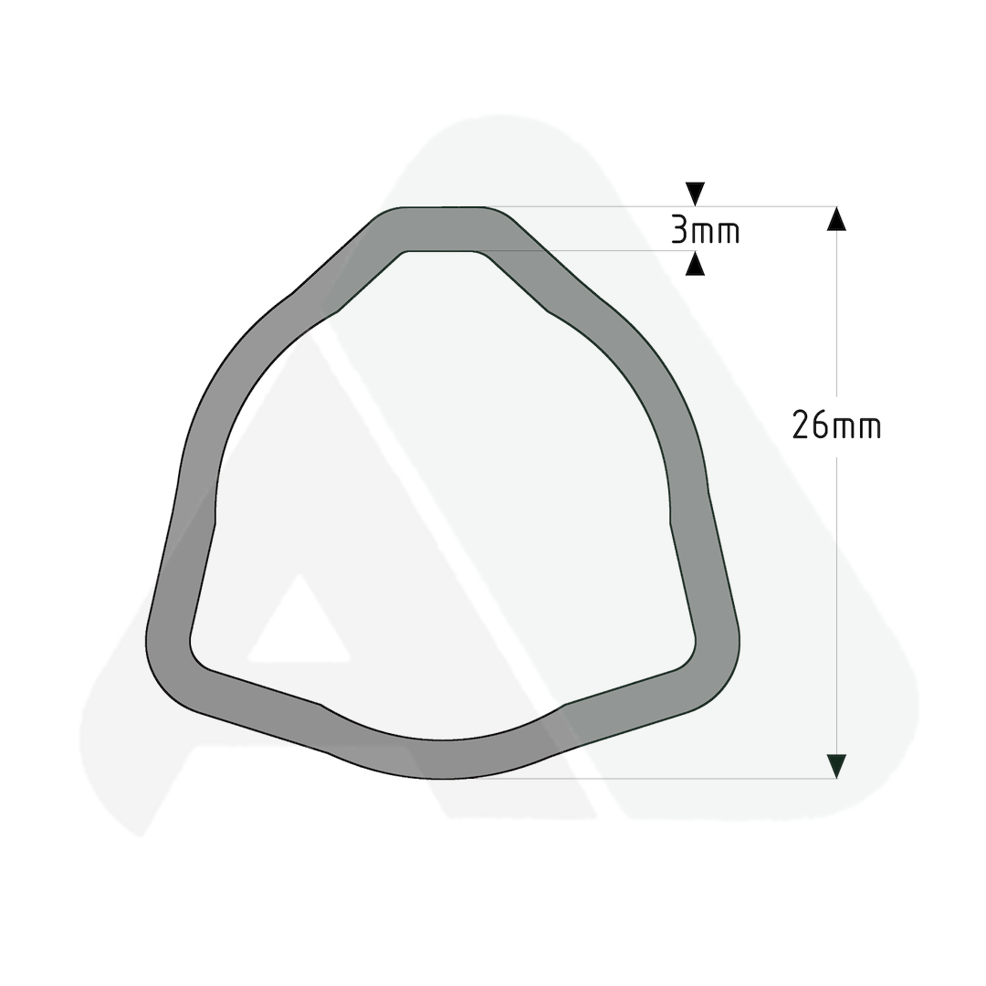 Rura, trójkąt D26 T=3, 1 m,AB1 wewnętrzna,L=1500mm