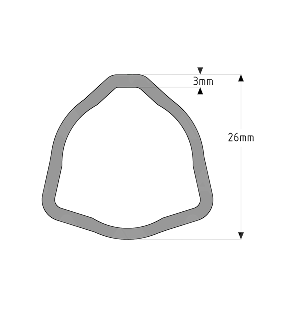 Rura, trójkąt D26 T=3,AB1 wewn., L=3000 mm