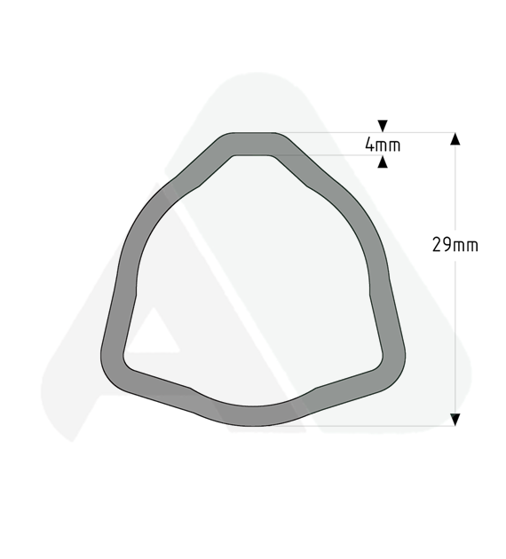 Tube, triangle D29 T=4,AB2 inner, L=2000 mm
