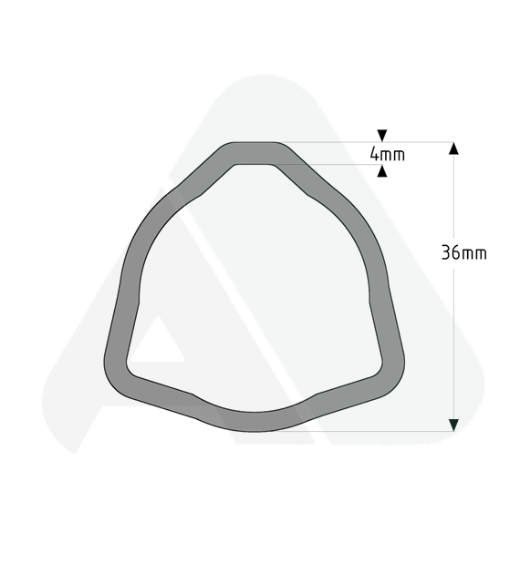 Tube, triangle D36 T=4,AB4 inner, L=2000mm