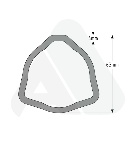 Tube, triangle D63 T=4,AB8 ou/AB9 ou,L=2000mm