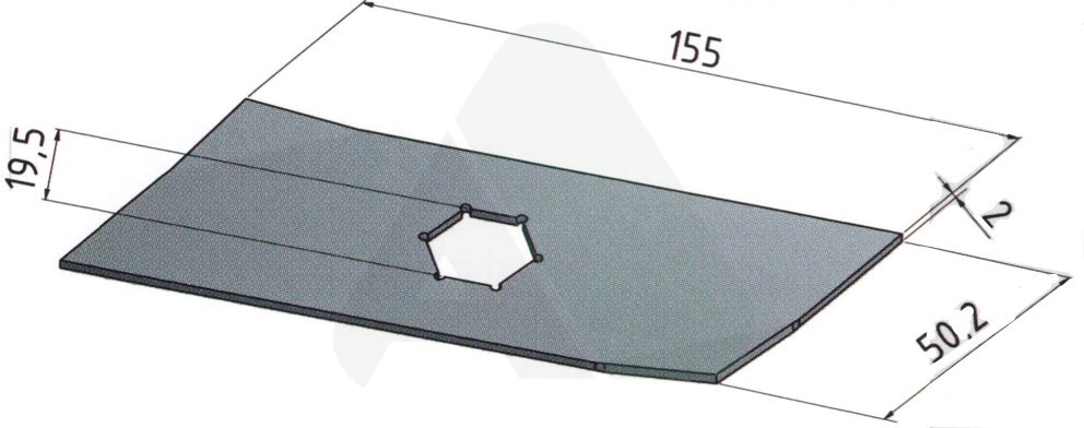 Scarifier blade 155 x 50.5 x 2, twisted