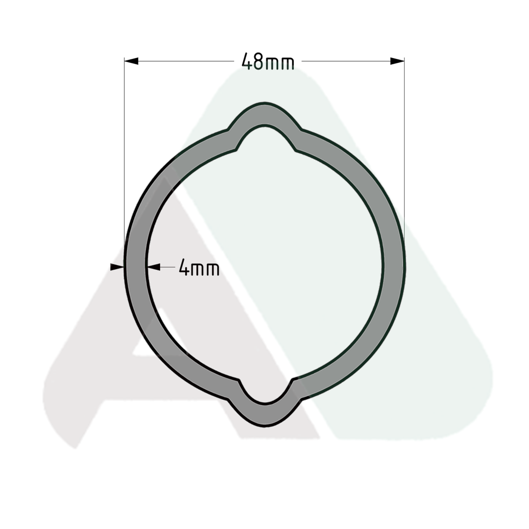 Tube, lemon D48 T=4, 2300/2400 outer,L=3000mm