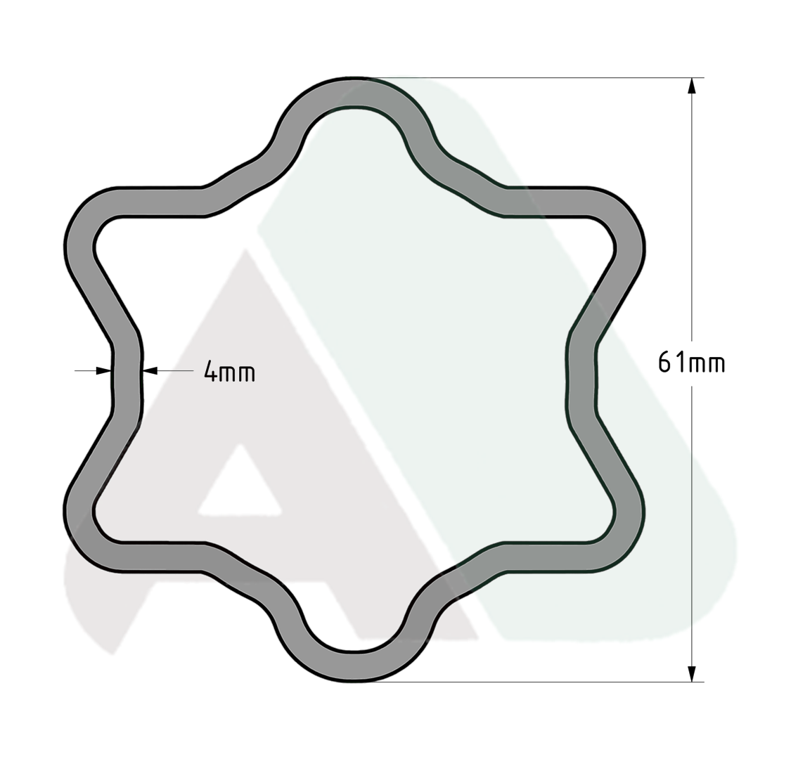 Rura, gwiazda D=61 T=4,2400/2500/2600, L=3000 mm