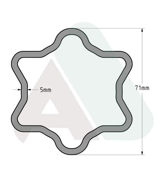 Rura, gwiazda D=71 T=5, 2600/2700, L=3000mm