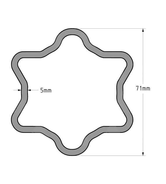 Tube, star D=71 T=5, 2600/2700, L=3000mm