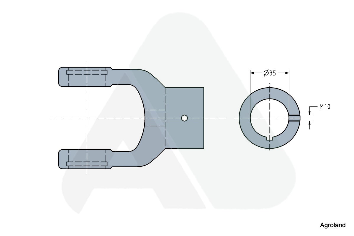 Yoke, AW35, bore fi 35, keyway 10