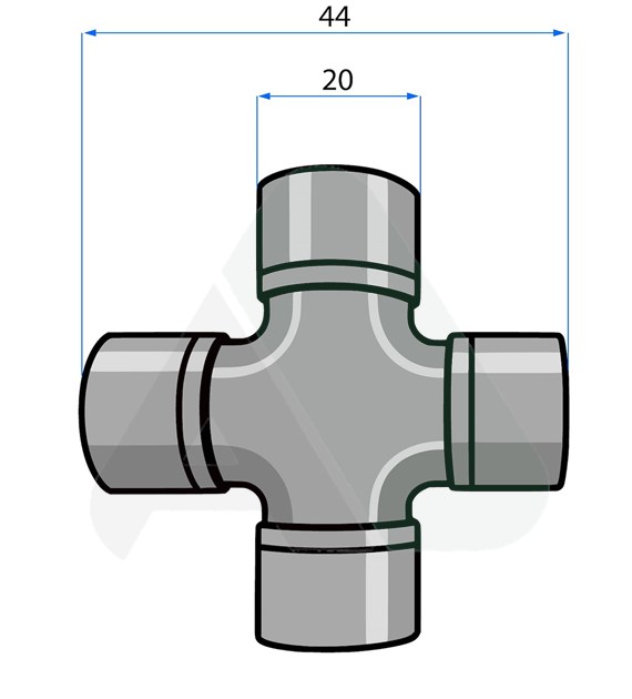 Cross 20x44, central grease nipple
